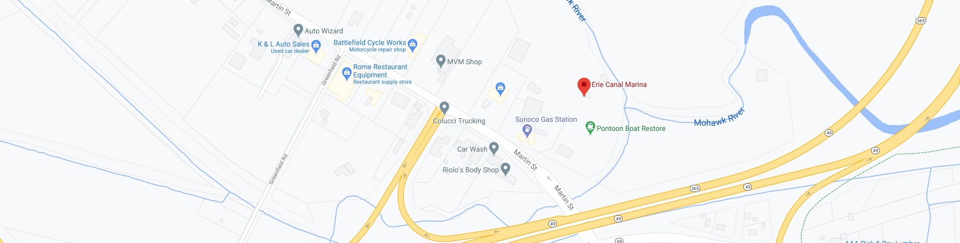 Road map of Erie Canel Marina.