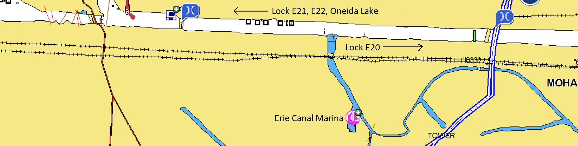 Canal map of Erie Canel Marina.