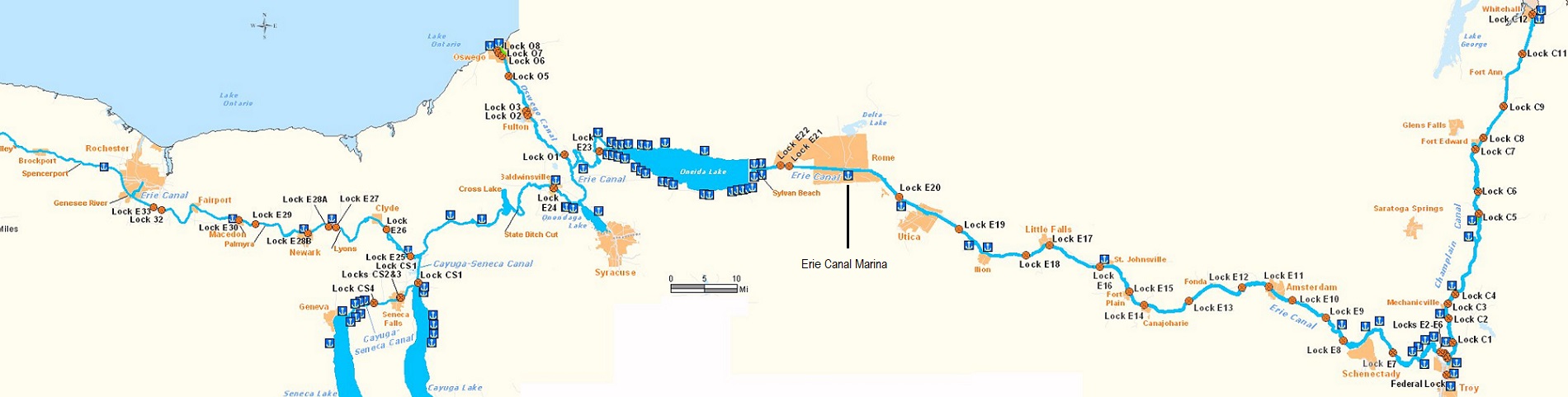Canal map of Erie Canel Marina.