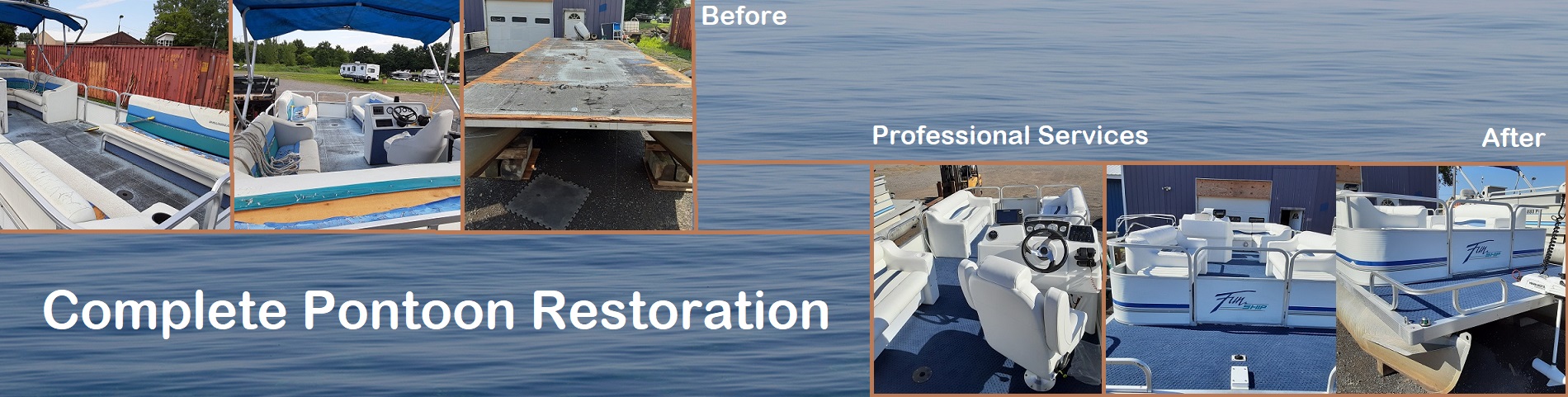 Image of a pontoon resteration before and after.